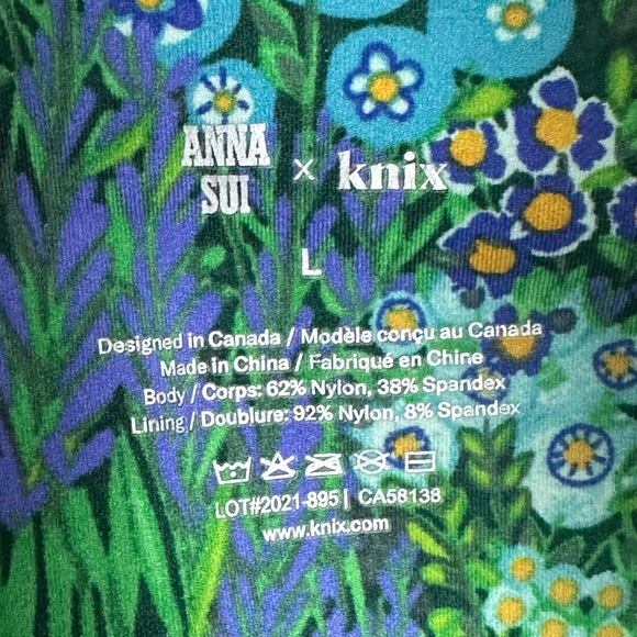 Knix x Anna Sui Floral Scoop Neck Crop Tank Size L Sports Bra Yoga Activewear - Picture 4 of 5